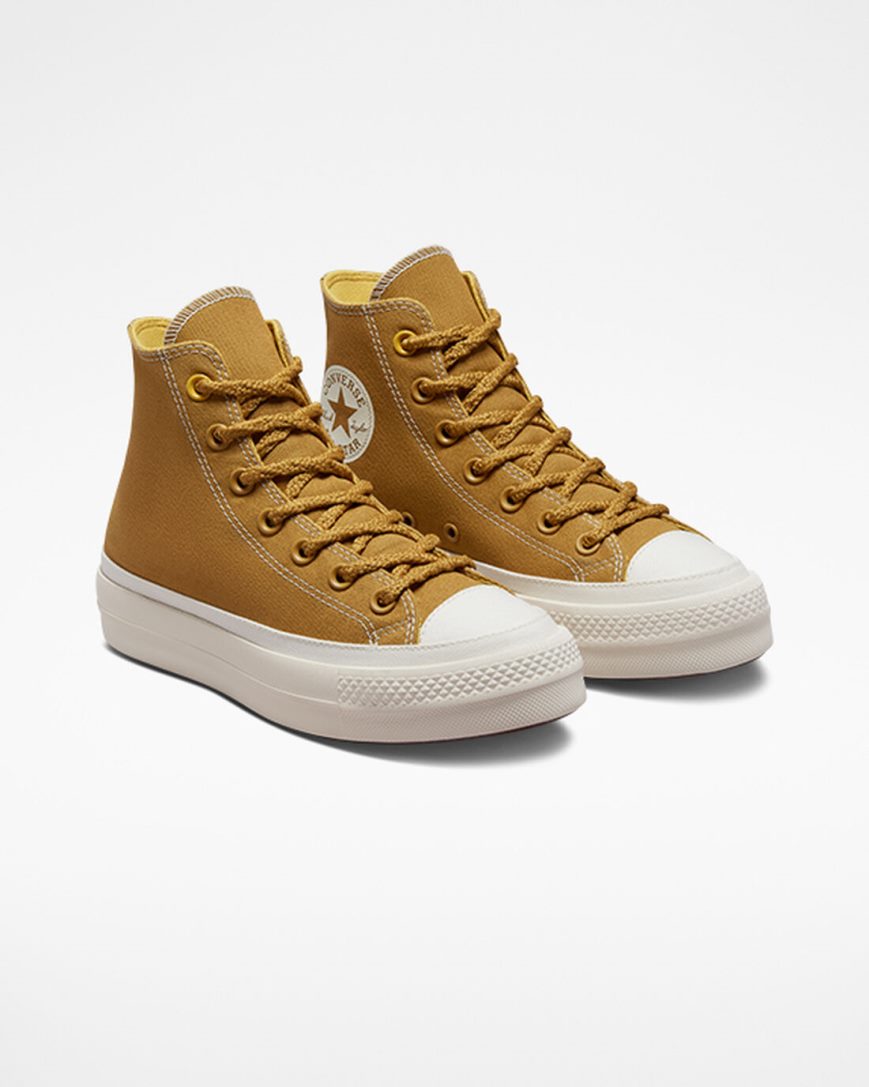 Sapatos Plataforma Converse Chuck Taylor All Star Lift Tonal Lona Cano Alto Feminino Laranja Amarelas | PT K07410T